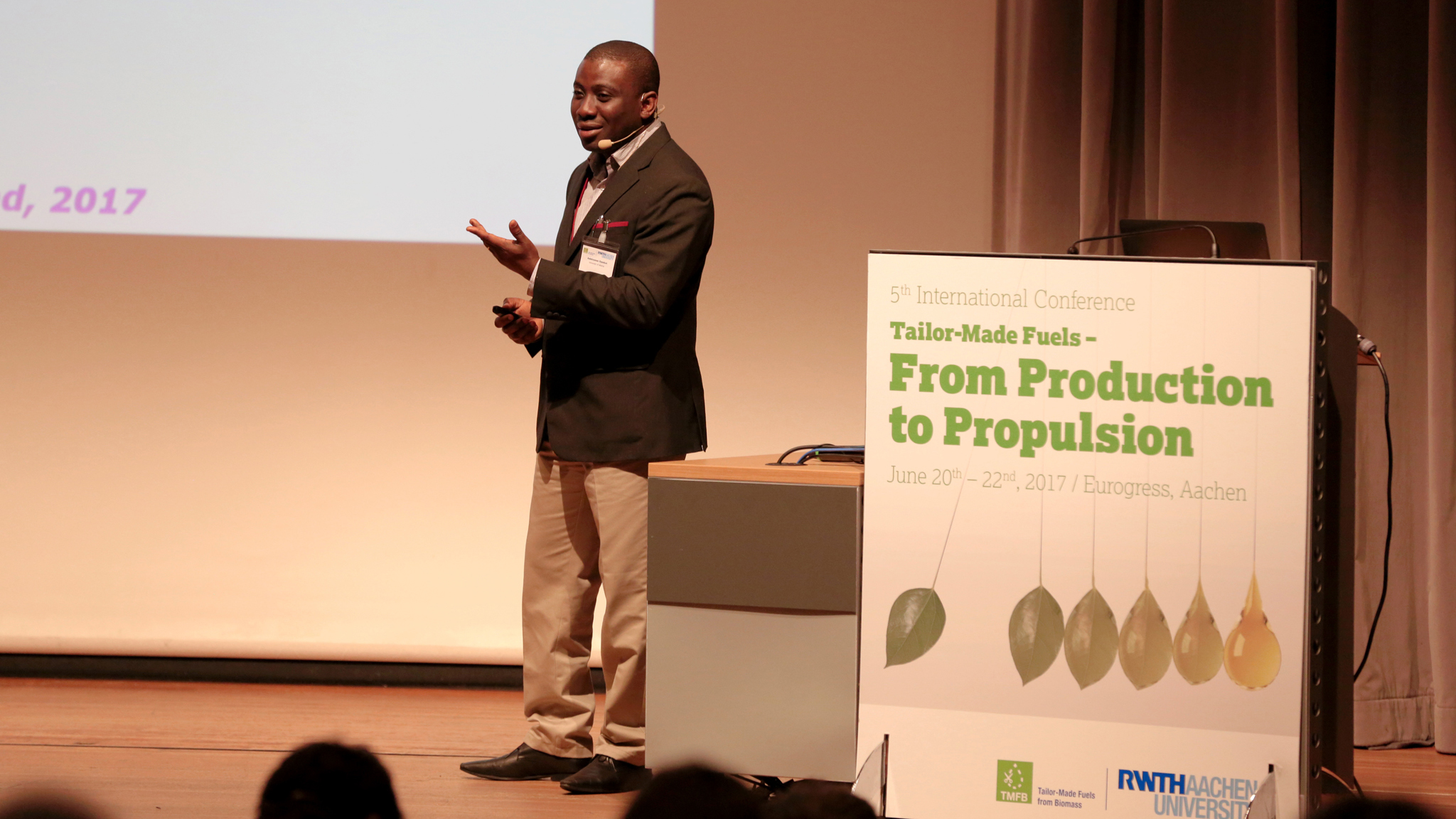 Ade shares his research outcome with the experts in the field at the 5th International Conference on Tailor-Made Fuels from Biomass in Germany in 2017.