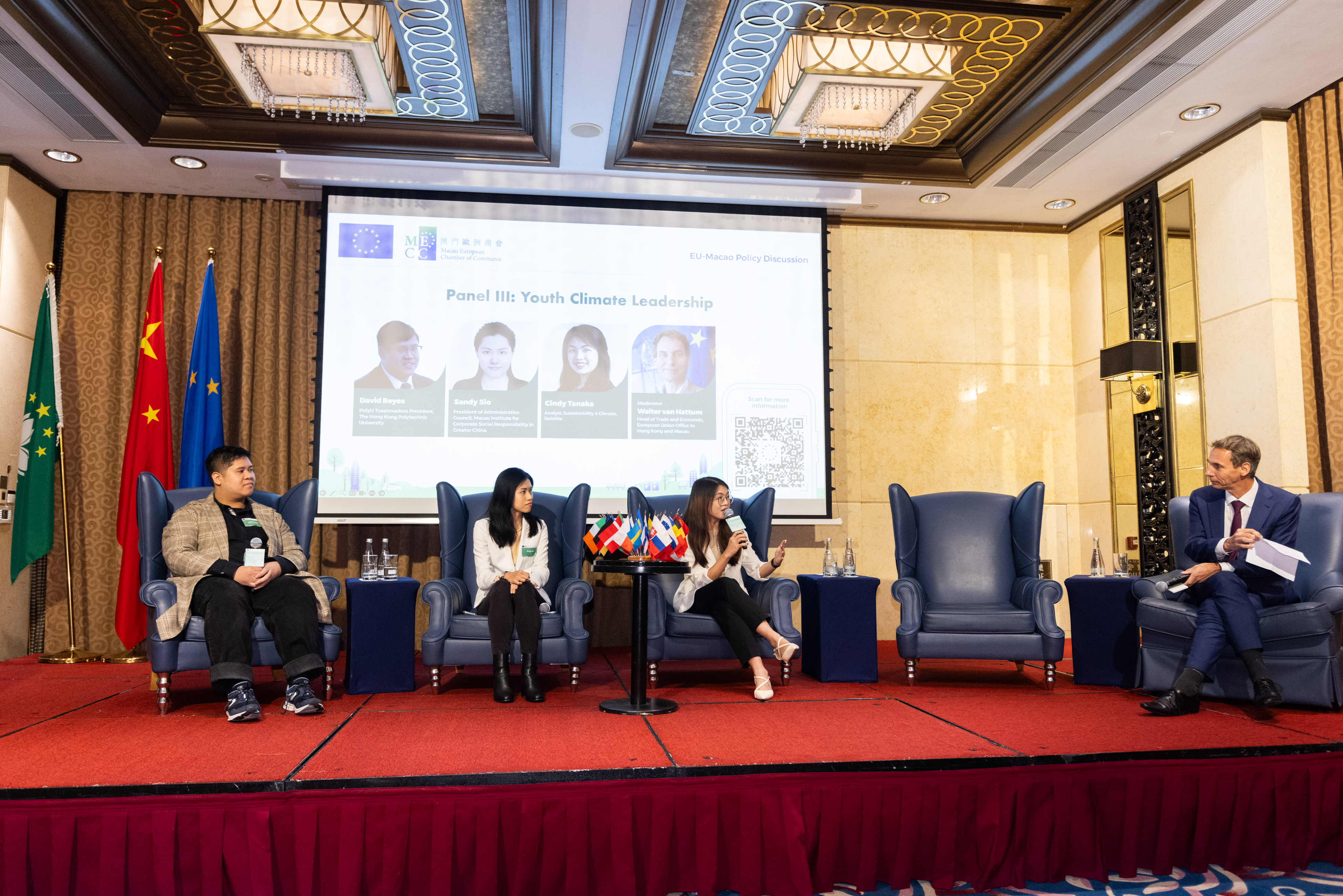 Cindy spoke in a panel discussion on Youth Climate Leadership at Green Way Macao, which was organized by the EU Office to Hong Kong and Macao in November 2023.
