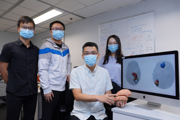 Prof. Wang Jiguang (second right) and his research team members