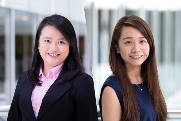 Outstanding alumnae leaders Ir. Samantha Kong Wing-Man (left) and Melody Wong Yee-Ting