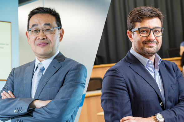 Two projects of Prof. Chen Guanghao (left) and Prof. Francesco Ciucci (right) have been approved in the first round of applications in the Hong Kong government’s Green Tech Fund, among over 190 applications.