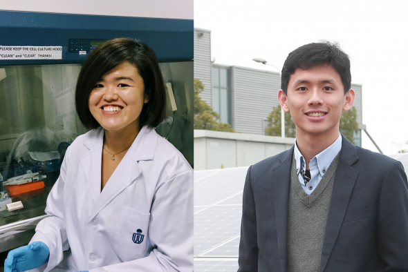 (From left) PhD student Melody Chung Jin-Teng and alumnus Chong Bor-Hung. (From left) PhD student Melody Chung Jin-Teng and alumnus Chong Bor-Hung.
