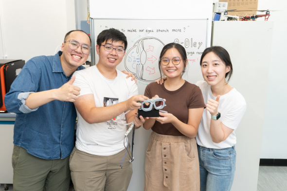 (From left) Kwok Kin-Nam, Chan Kwun-Chung, Leung Yuen-Yin, and Minji Seo were awarded the 2022 James Dyson Award National Winners with their invention O_Oley.