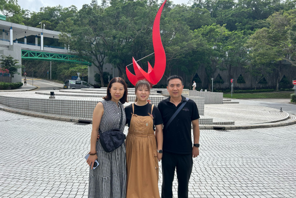 Pictured with her parents, Electronic and Computer Engineering PhD student Sarah Feng Shuo (center) has been enamored with electronics since childhood and is now determined to pursue her passion for integrated circuit (IC) design.