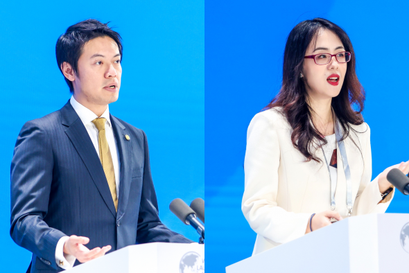 Prof. Dan Tsang (left) and Prof. Wang Yiwen (right) were invited as Young Scientists to deliver talks at 2024 World Laureates Forum in Shanghai. Only eight Young Scientists were selected in the event.