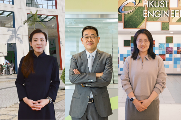 The Civil and Environmental Engineering research team comprised Chair Professor Chen Guanghao (center) and postdoctoral researcher Dr. Zhang Zi (left), both corresponding authors, and PhD student Xiao Chengyu (right), the first author.