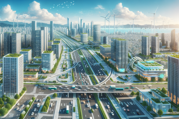 HKUST’s Civil and Environmental Engineering programs empower students to combine technologies and theories to create robust, efficient, and intelligent urban infrastructure in smart cities. (Photo Credit: An AI-generated image of a smart city)