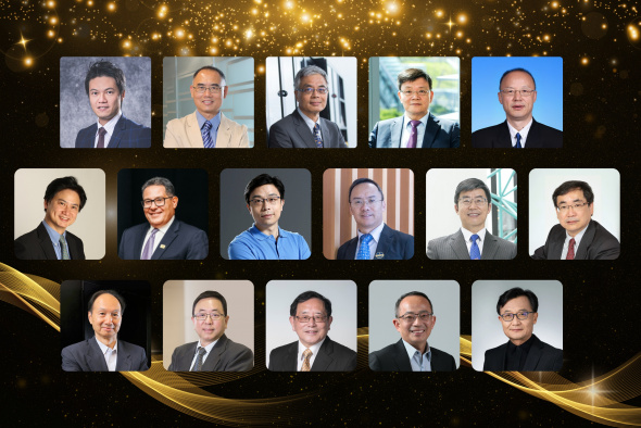 (Top row, from left) Prof. Dan Tsang, Prof. Yang Qiang, Prof. Wei Shyy, Prof. Zhao Tianshou and Prof. Ding Cunsheng; (middle row, from left) Prof. Charles Ng, Prof. Khaled B. Letaief, Prof. Jia Jiaya, Prof. Xie Yuan, Prof. Zhang Limin and Prof. Yang Hai; (bottom row, from left) Prof. Kwok Hoi-Sing, Prof. Lionel Ni, Prof. Yu Tongxi, Prof. Tim Cheng and Prof. Chen Lei (Top row, from left) Prof. Dan Tsang, Prof. Yang Qiang, Prof. Wei Shyy, Prof. Zhao Tianshou and Prof. Ding Cunsheng; (middle row, from left) Prof. Charles Ng, Prof. Khaled B. Letaief, Prof. Jia Jiaya, Prof. Xie Yuan, Prof. Zhang Limin and Prof. Yang Hai; (bottom row, from left) Prof. Kwok Hoi-Sing, Prof. Lionel Ni, Prof. Yu Tongxi, Prof. Tim Cheng and Prof. Chen Lei