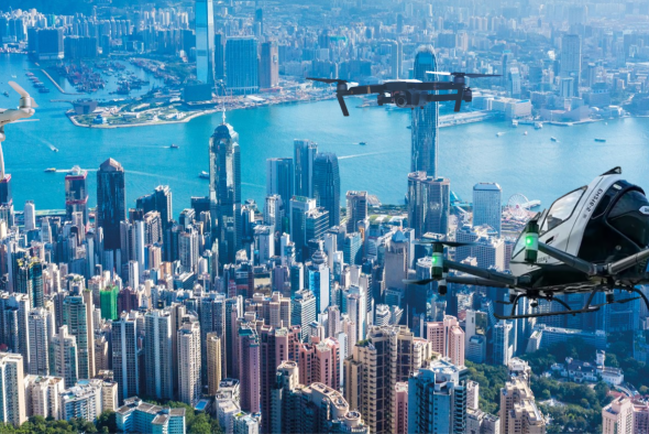 Concept image for a low-altitude economy in Hong Kong. Concept image for a low-altitude economy in Hong Kong.