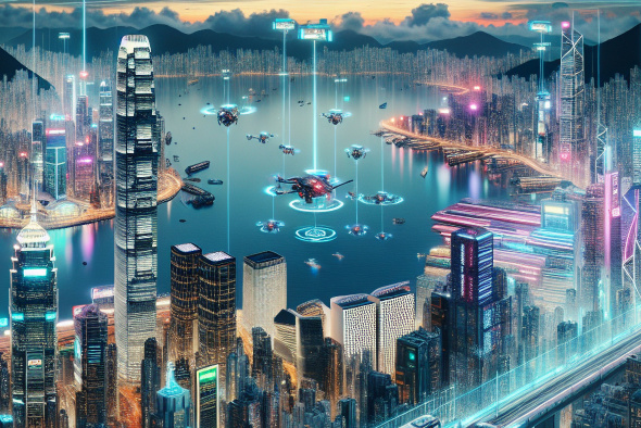 A futuristic digital twin of Hong Kong’s booming low-altitude economy (generated by AI) A futuristic digital twin of Hong Kong’s booming low-altitude economy (generated by AI)