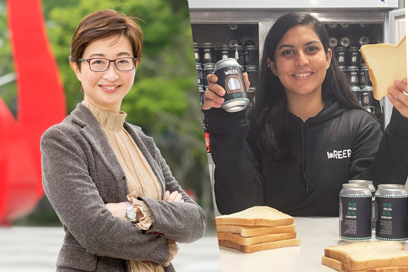 “Leading Woman in STEM” Prof. Ying Chau (left) and “Young Achiever of the Year” Anushka Purohit (right) at AmCham 2021 Women of Influence Awards.