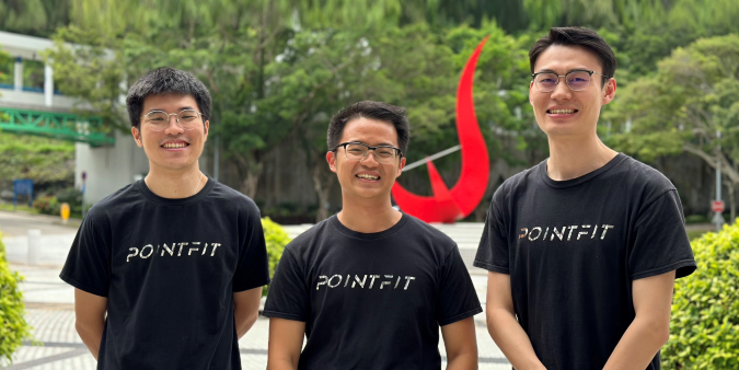 Kenny Oktavius (center), Jack Chen (right), and Adley Prawoto pioneered a sweat sensor that eliminates the need for invasive blood samples when testing for muscle fatigue.