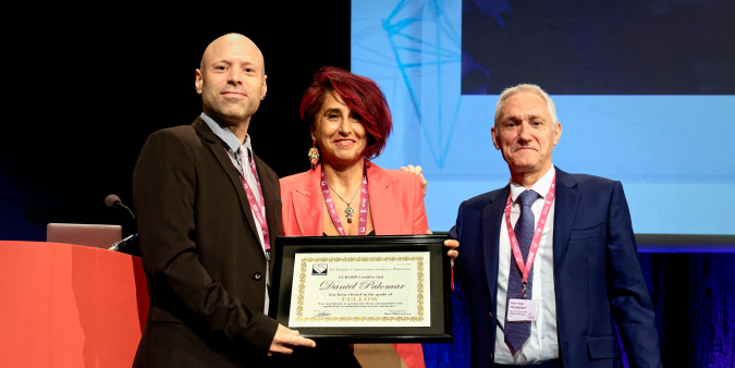 Prof. Daniel Palomar (first left) was presented a certificate for elevation to EURASIP Fellow at the 32nd European Signal Processing Conference, which took place in Lyon, France on August 26-30, 2024.