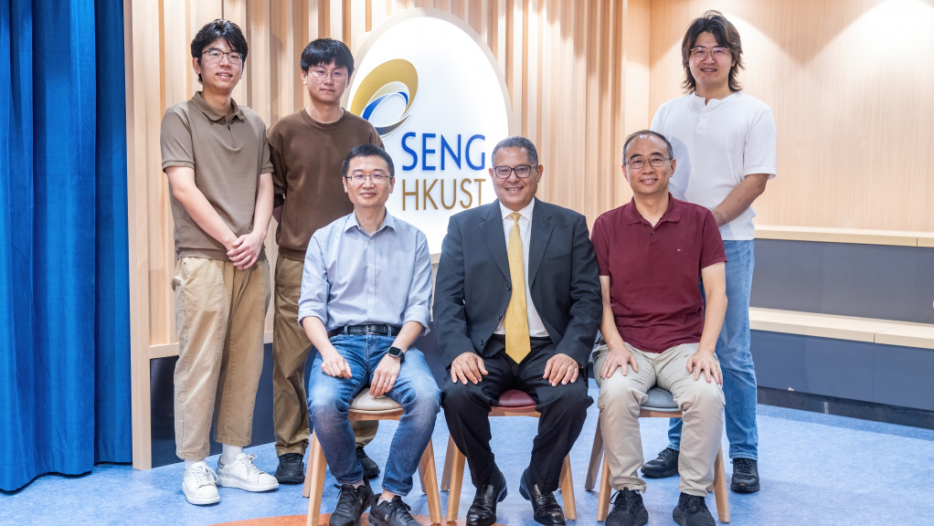 HKUST proposes the “Reasoning-Empowered Task-Oriented Communication” framework, equipping AI agents with autonomous logical reasoning capabilities to determine what information to share, when to communicate, and why information exchange is necessary. The research team includes Prof. Khaled B. Letaief (front row, center), Prof. Zhang Jun (front row, left), Prof. Song Shenghui (front row, right), Dr. Wang Zixin (back row, right), Xie Songjie (back row, first left) and Li Hongru (back row, second left).