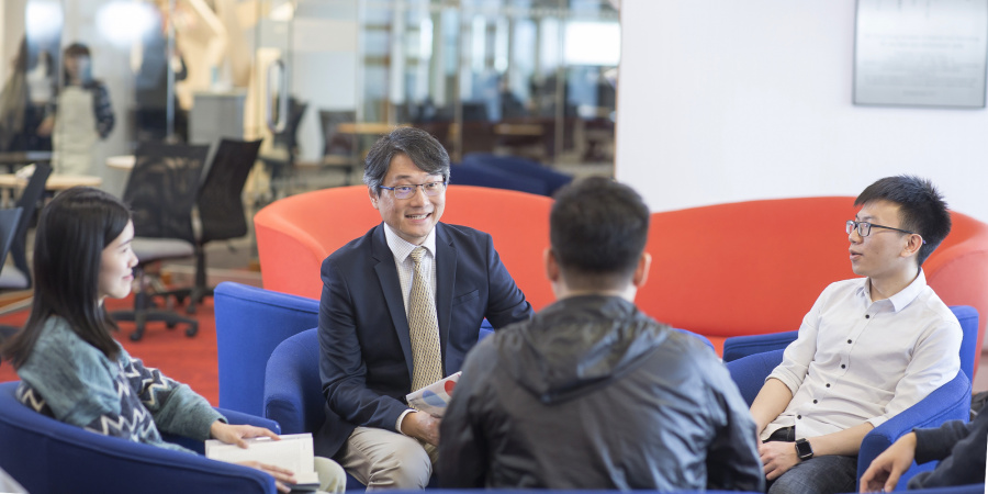 Prof. Albert Chung always enjoys a friendly chat with his students.