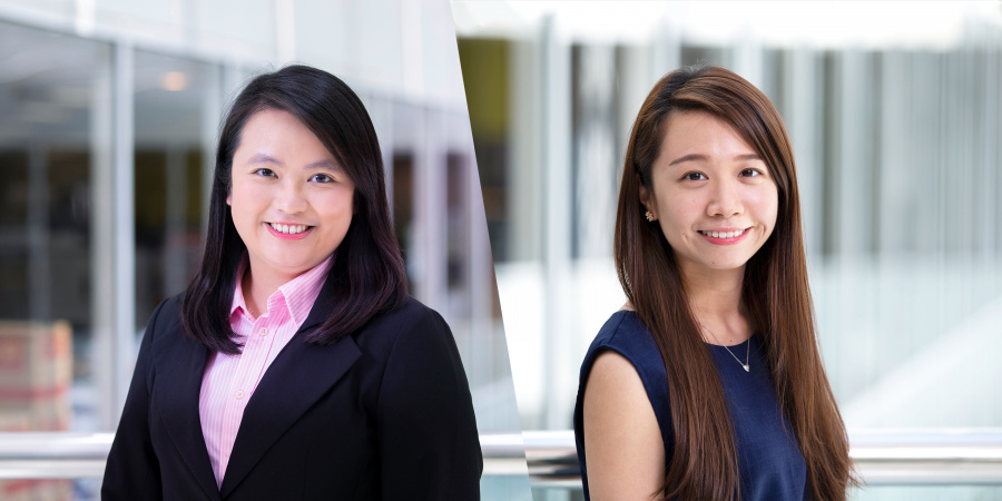 Outstanding alumnae leaders Ir. Samantha Kong Wing-Man (left) and Melody Wong Yee-Ting