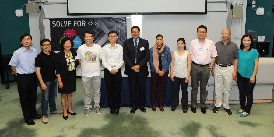 From Left: from SENG, Prof Tim Woo, Prof CY Tsui; from IPO, Prof Betty Lin, Prof King Lau Chow; from SBM, Prof Kai Lung Hui; from SENG, Prof Khaled Ben Letaief, from Google, Ms Puneet Ahira, Ms Deborah Anyu Lai; from SENG, Prof King Lun Yeung, Prof Po Chi Wu, and Prof Emily Au