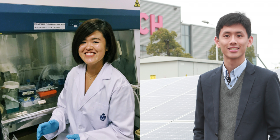 (From left) PhD student Melody Chung Jin-Teng and alumnus Chong Bor-Hung.