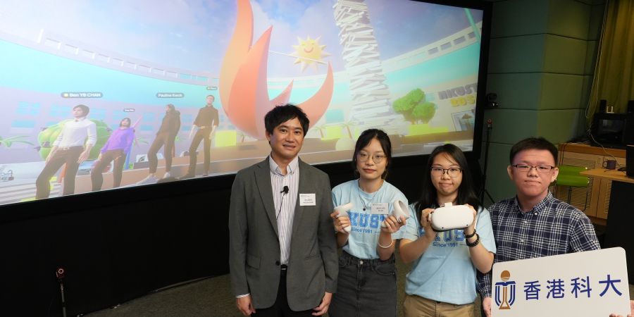 (From left) Prof. Ben Chan Yui-Bun, Director of the School of Engineering’s Center for Engineering Education Innovation and Associate Professor of Engineering Education in the Department of Civil and Environmental Engineering, and students of the Engineering Team Design Experience common core course Xie Sze-Wing and Kwok Sze-Ling