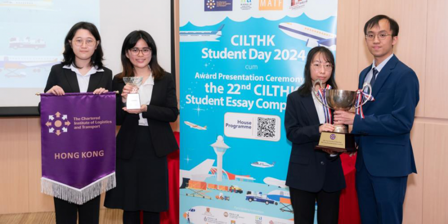 The champion team comprises (from left) Chan Tsz-Yin, Ng Kwan-Yee, Abby Lam, and Cheung Chun-Chit. (Photo credit: CILTHK)