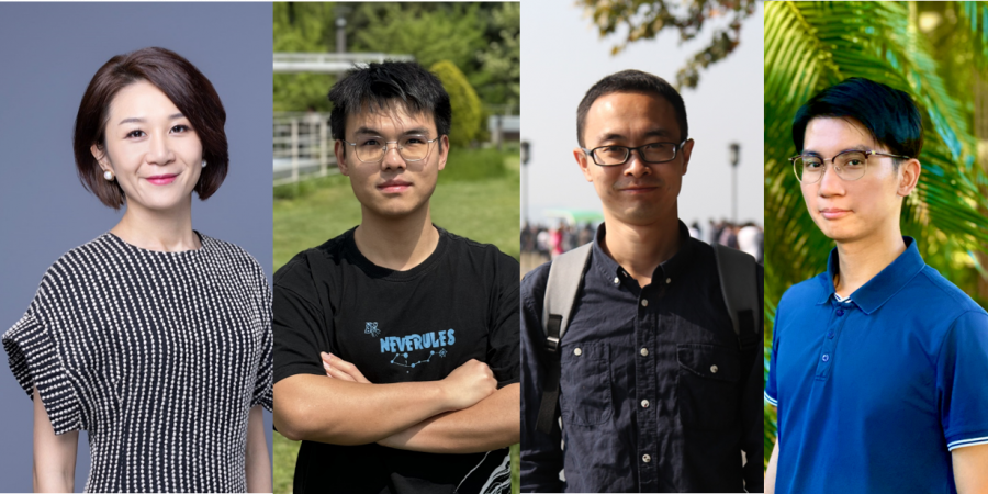 Prof. Lu Mengqian (first left) and her team members Zhang Lujia (second left, PhD student), Zhao Yang (second right, former postdoctoral fellow), and Cheng Tat-Fan (first right, postdoctoral fellow) who co-authored the research paper on “Future Changes in Global Atmospheric Rivers Projected by CMIP6 Models”