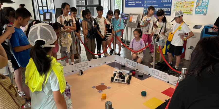 Children had fun controlling the robot designed for The Robot Explorer Cup, one of the major competitions hosted by GCE.