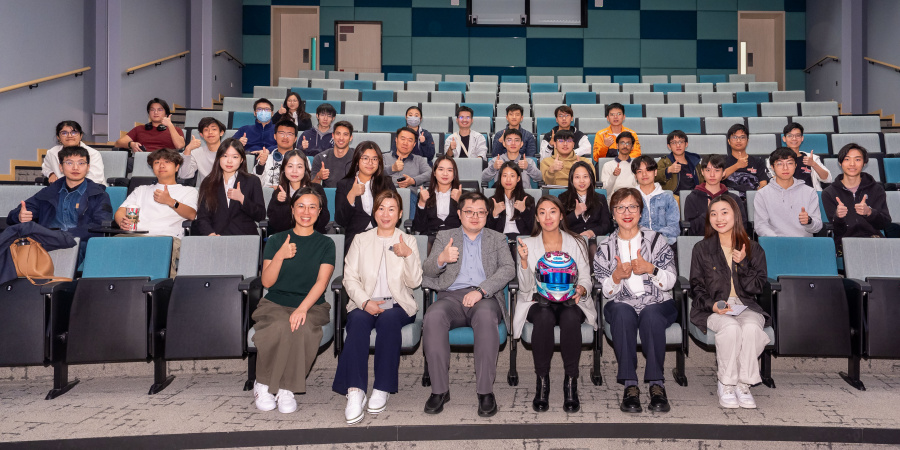 Miss Vivian Siu (front row, third right) inspired HKUST students with her remarkable journey from a novice driver to a pioneering figure in motorsport.