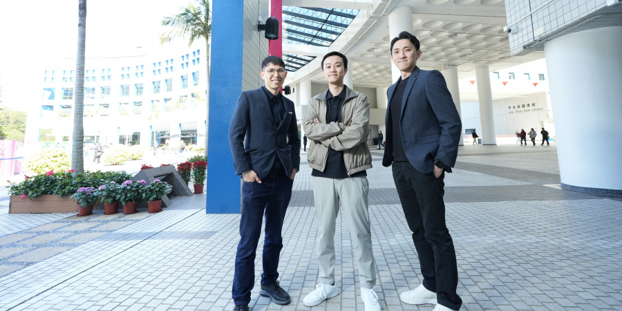 (From left) Dr. Nick Chin, Dr. Kyle Wong, and Teric Chan have embarked on their start-up journey since their postgraduate studies at HKUST.
