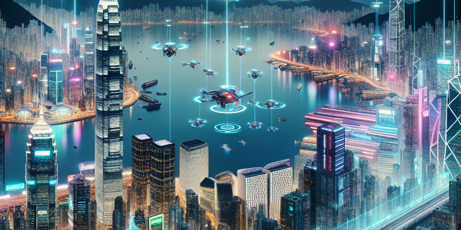 A futuristic digital twin of Hong Kong’s booming low-altitude economy (generated by AI)