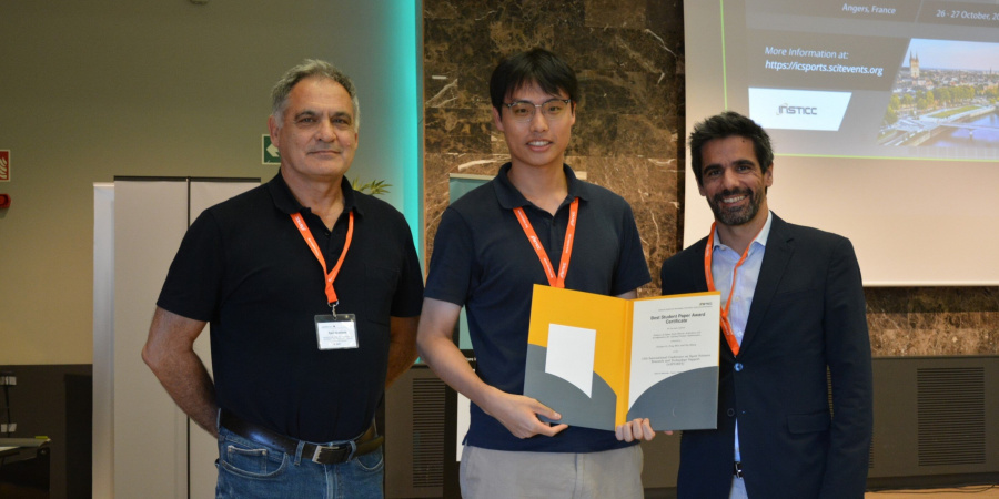 Li Xiangru (center) received the Best Student Paper Award at the 13th International Conference on Sport Sciences Research and Technology Support, held in Marbella, Spain, on October 20-21, 2025.