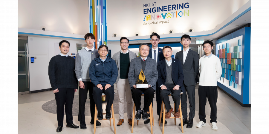 Prof. Yeung King-Lun (front row, center), Prof. Joseph Kwan (front row, right), Prof. Han Wei (front row, left) and team members won the top honor – Gold Award – of the 2024 Hong Kong Green Innovations Awards.