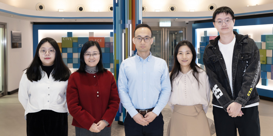 The HKUST research team from the Department of Civil and Environmental Engineering: (from left to right) Wang Yanjia, Prof. Su Hui, Dr. Wang Cen, Dr. Li Yana, and Zhu Kuilin.