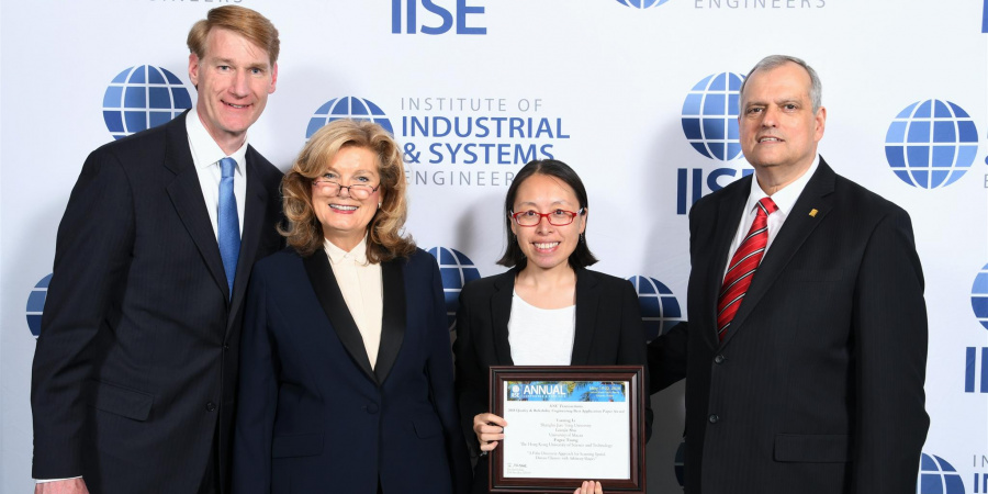 Alumna Prof Yanting Li (second right) represented the team to receive the award at the IISE Annual Conference & Expo 2018 on May 19-22 in Florida, US.	