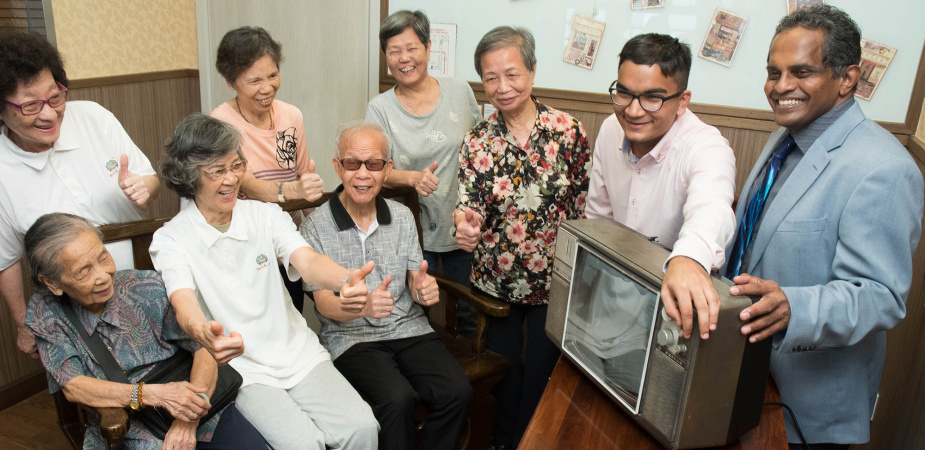 The elderly were all smiles on catching the sounds and images of their past.