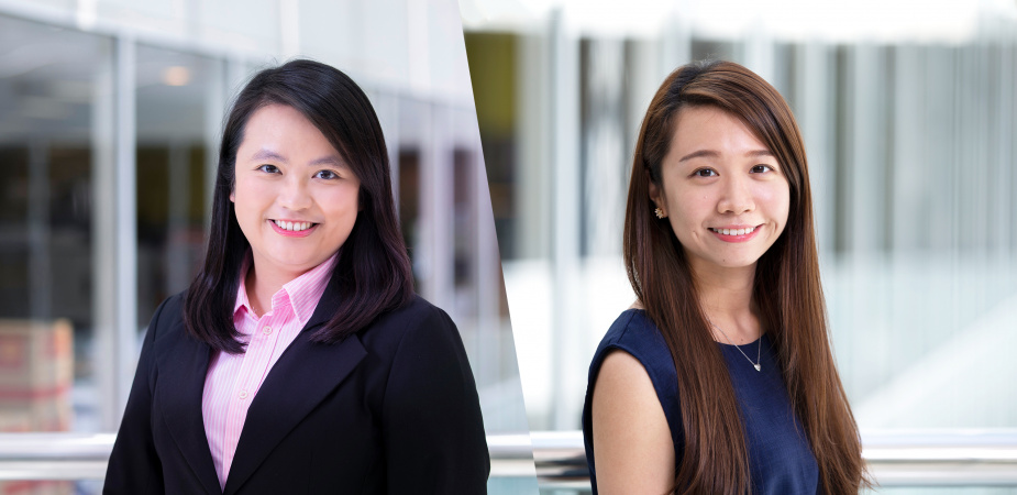 Outstanding alumnae leaders Ir. Samantha Kong Wing-Man (left) and Melody Wong Yee-Ting
