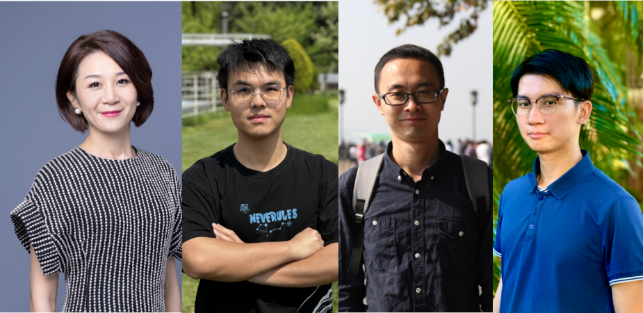 Prof. Lu Mengqian (first left) and her team members Zhang Lujia (second left, PhD student), Zhao Yang (second right, former postdoctoral fellow), and Cheng Tat-Fan (first right, postdoctoral fellow) who co-authored the research paper on “Future Changes in Global Atmospheric Rivers Projected by CMIP6 Models”