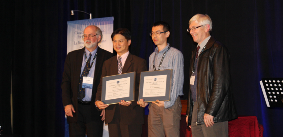 (From left to right) Prof Richard Bathurst, President of Canadian Geotechnical Society, Prof Charles Ng, Dr S Y Peng and Prof Ian Moore, Editor of the Canadian Geotechnical Journal at the award presentation ceremony held on 1 Oct 2013 in Montreal, Canada. 