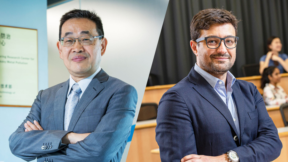Two projects of Prof. Chen Guanghao (left) and Prof. Francesco Ciucci (right) have been approved in the first round of applications in the Hong Kong government’s Green Tech Fund, among over 190 applications.