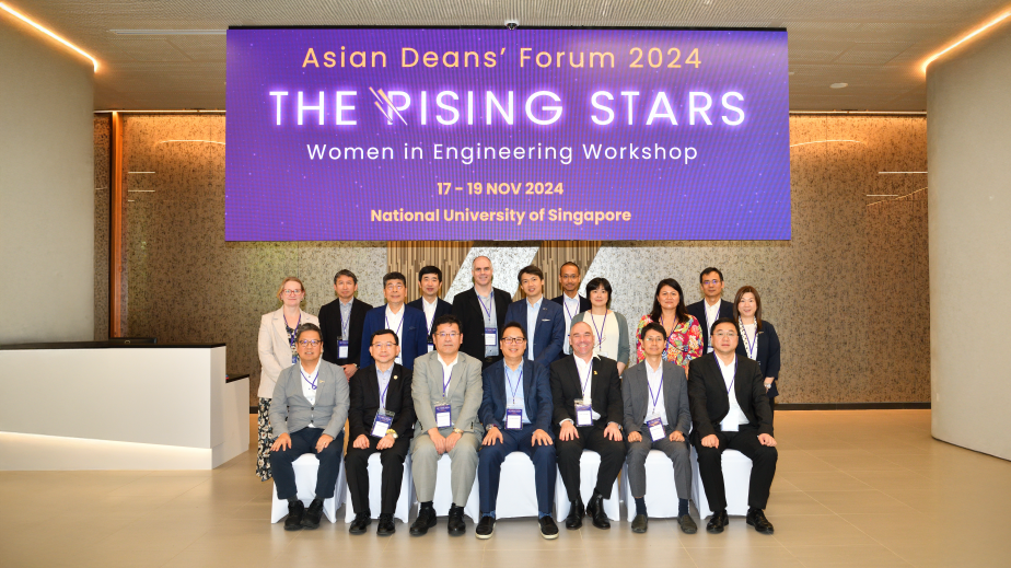 The Asian Deans’ Forum is a gathering of engineering heads of member universities to share experiences and approaches to the development of engineering knowledge. Front row from left: Prof. Hong K. Lo (HKUST), Prof. Chiang Mao-Hsiung (NTU), Prof. Kouhei Tsumoto (UTokyo), Prof. Teo Kie Leong (NUS), Prof. Julien Epps (UNSW Sydney), Prof. Wontae Hwang (SNU) and Prof. Wu Huaqiang (THU).