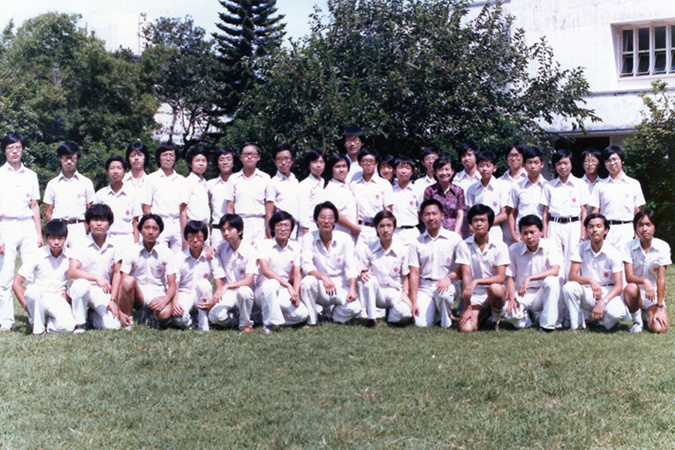 High school years of Prof. So (eighth left, back row) at Queen’s College, Hong Kong.