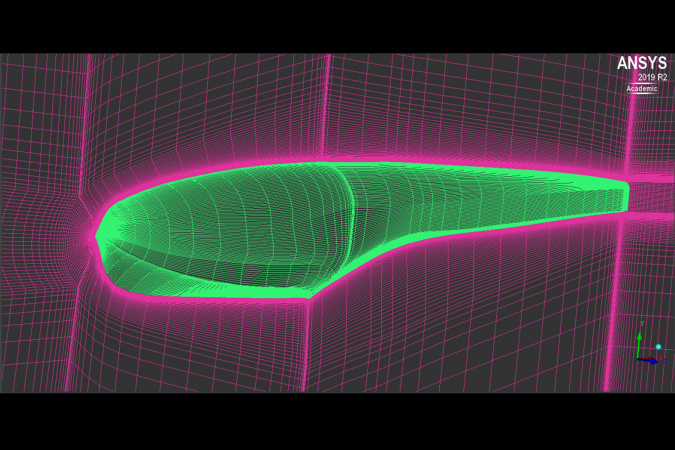 A computational fluid dynamics (CFD) simulation of an aircraft hull, which has the advantage of being more affordable and scalable.