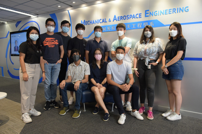 Prof. Rhea Liem (front middle) and her students in front of HKUST’s Department of Mechanical and Aerospace Engineering.