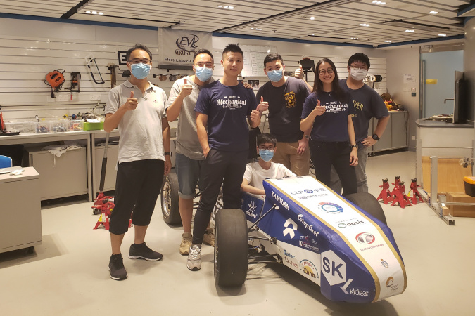Prof. Rhea Liem (second right) and the Electric Vehicle team from the Department of Mechanical and Aerospace Engineering.