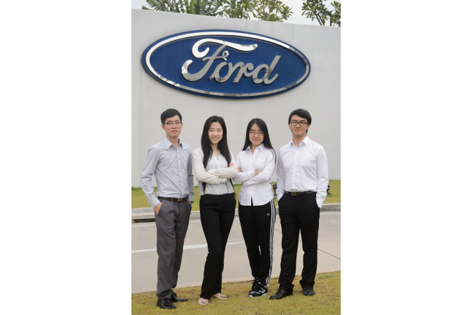 Students from HKUST’s School of Engineering visited Ford Thailand Manufacturing plant in Rayong (From left: Tan Chujie; Wu Di; Wang Songlu; Zhang Xinyao) 