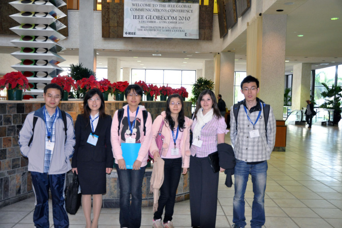 Karama (second right) and her HKUST research fellows at the IEEE Global Telecommunications Conference (GLOBECOM) 2010 in Miami, USA, developing links with experts in their field.