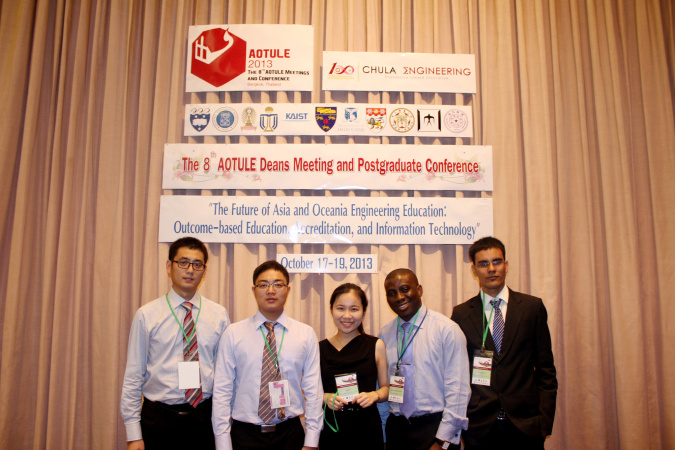 The team of HKUST Engineering research postgraduate students at the 2013 Asia-Oceania Top University League on Engineering (AOTULE) Conference in Bangkok.