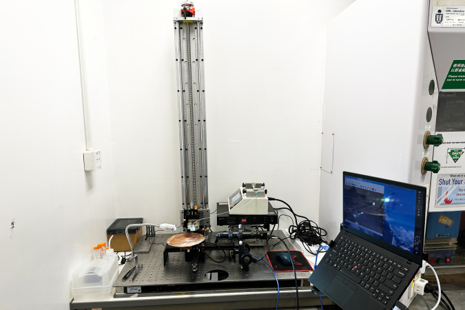 The picture shows the bio-organic film printer built by the research team to fabricate β-glycine nanocrystalline films. The printer and its relevant technique are US patent pending.