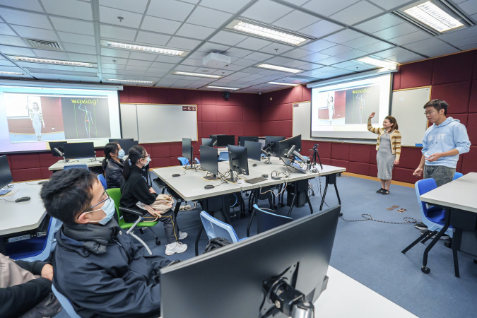 A project demonstration on AI and healthcare for the aging population at a Computer Science and Engineering lab.