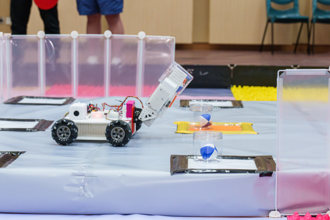 In the Pioneer category, student teams were required to build their own robots using 3D printed parts to compete with each other.