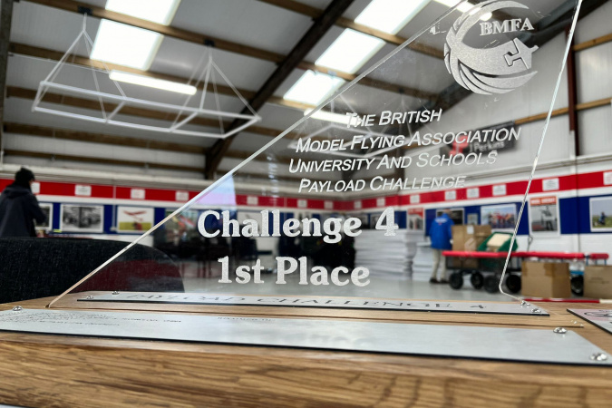 The 1st place award trophy in the Quantity Challenge of the BMFA Payload Challenges 2024.